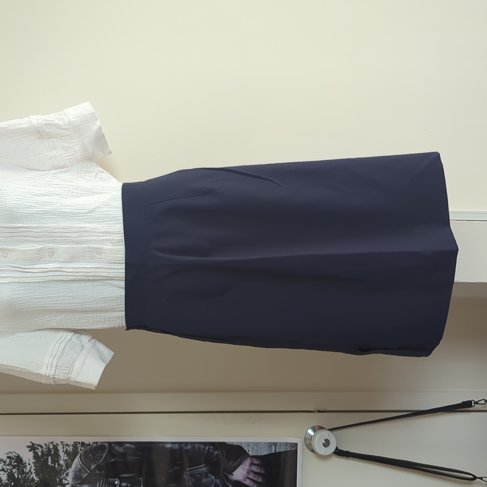 Vintage Handmade Navy Blue Wool Midi Skirt